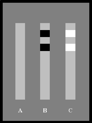 Bildbeschreibung: Das Bild 3 zeigt drei nebeneinander stehende graue Sperrpfosten vor einem grauen Hintergrund. Der dem jeweiligen Sperrpfosten zugeordnete Buchstabe steht unter diesen. Ende der Bildbeschreibung. 